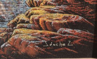 Ernesto Sanchez Black Velvet Painting Native American Teepees Mountains 2