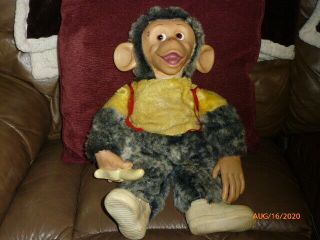 Vintage Zippy Stuffed Plush Monkey With Banana
