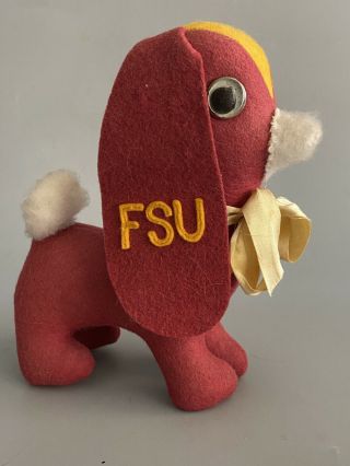 Vtg 1950’s Collegiate Fsu Florida State University Stuffed Mascot Googly Eye Dog