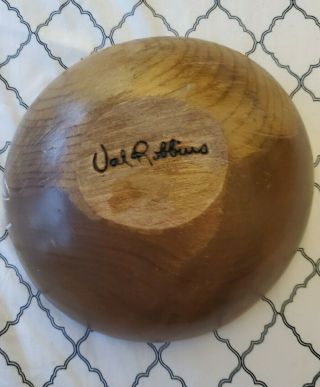 Vintage Val Robbins Hand Crafted Turned Wood Bowl Mid Century Modern Signed