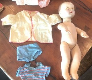 Vintage Baby Doll 21” Hard Plastic Head Soft Plastic Body