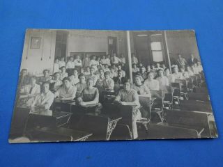 Antique Rppc Real Photo Postcard Group Of School Children In Classroom