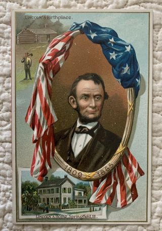 Vintage Antique Patriotic Abraham Lincoln Home Tucks Springfield Il Postcard