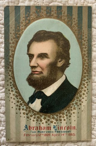 Vintage Antique Patriotic Abraham Lincoln Oval Postcard