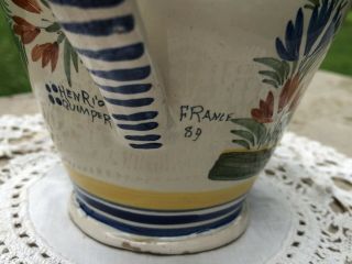 ? Antique/vtg Henriot Quimper France 89 Pottery Pitcher Jug Damage