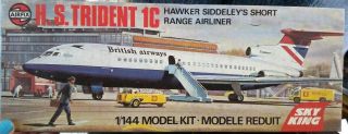 Vintage Airfix 03174 - 9 H.  S.  Trident 1c Hawker Siddeley 1:144 1976 Rare