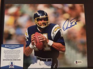 Dan Fouts Signed 8x10 Photo Chargers Rare Hof Bas Beckett