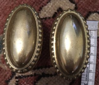 Two Oval Antique 2.  9 Inch Bronze Brass Door Knobs