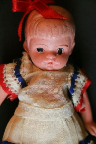 Vintage All Bisque Doll,  4 1/2 In,  Vintage Bisque Doll,  Vintage Costume,  Japan