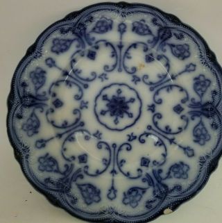 Antique Flow Blue Plate Conway Wharf Pottery 9 "