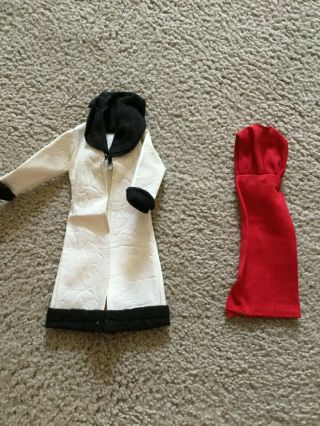 Vintage Barbie Doll Clothes Long Red Dress Hong Kong & White F.  Leather Coat