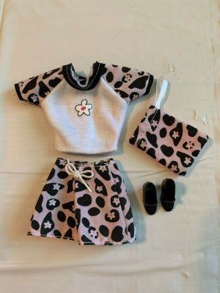 Mattel Vintage Matching Barbie Outfit Pink And Black With White Flower
