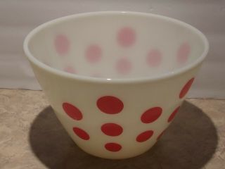 Rare Vintage Fire King Oven Ware Red Polka Dot 9 ½” Mixing Bowl
