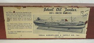 Rare 1940`s Ideal Oil Tanker Unbuilt 20 " Wood & Balsa Display Model