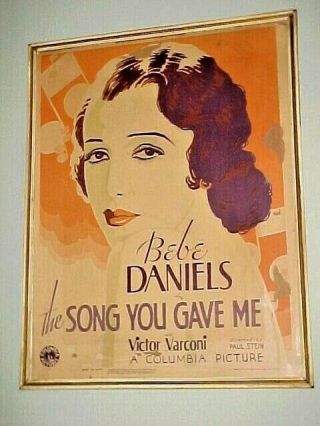 Rare 1933 " The Song You Gave Me " Bebe Daniels Movie Poster 12 X 18 Framed