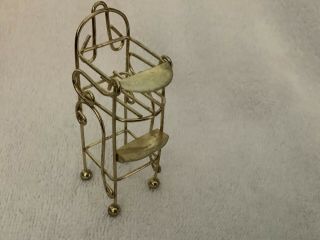 Vintage Brass Dollhouse Furniture Baby Crib And Baby High Chair 3