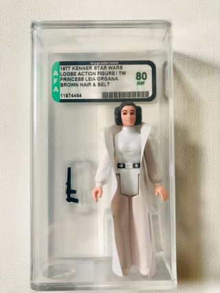 1977 Kenner Star Wars Princess Leia Organa Brown Hair & Belt Coo Hk Afa 80