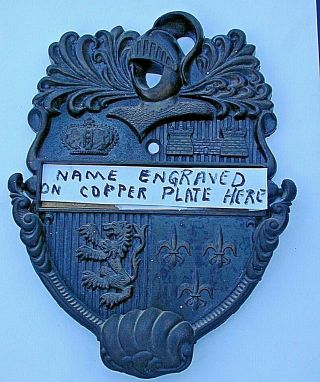 Elegant Bronze Door Knocker KNIGHTS ARMOR & COAT OF ARMS with name plate space 2