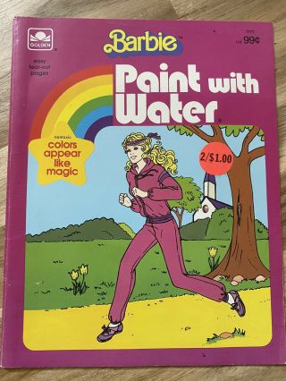 Barbie Vintage 1984 Paint With Water Book,  Golden Books,  Ex - Nm.