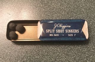 Vintage Fishing J C Higgins Split Shot Sinkers Tin Box 3655 Sears,  Roebuck Co