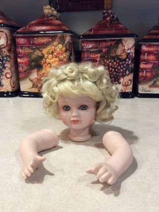 Vintage / Ceramic Doll Head / Arms / Doll - Making Supplies Lifelike Long Lashes.