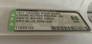 Vintage Kenner Star Wars 1977 Death Squad Commander Blue Emblem - AFA Graded 85 2
