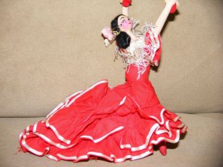 Vintage Roldan Spanish Senorita Flamenco Dancer Cloth Doll 8 Inches