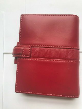 Filofax mini Size Piazza leather red vintage planner rare with top wallet 2