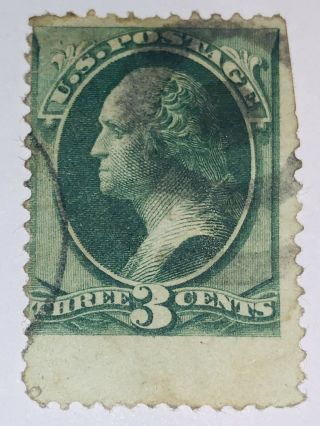 Weird 1870s Us Stamp - Washington 3 Cent - Printer’s Error - From Antique Album