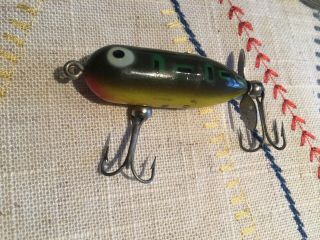 Vintage Heddon Tiny Torpedo Fishing Lure Green Specks