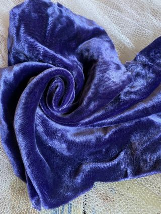 Antique Fabric Fragment Vivid Purple Velvet From Edwardian Dress Doll Clothes