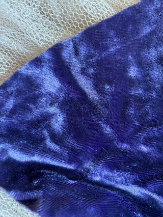 ANTIQUE Fabric FRAGMENT Vivid Purple Velvet From Edwardian Dress Doll Clothes 3