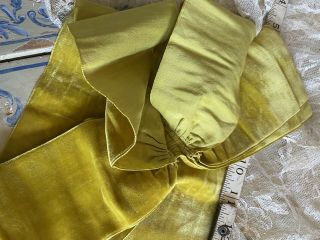 Antique Ribbon Bow Mustard Yellow Silk Velvet Trim From Victorian Dress 3