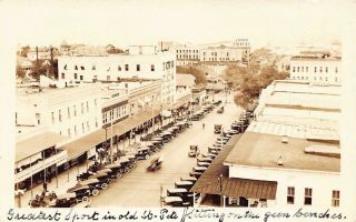 Fl 1920’s Very Rare Florida Real Photo Central Ave Benches In St Petersburg Fla