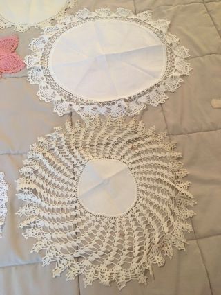 17 Vintage Antique Hand Crocheted Doily White Ecru,  Pink,  Ivory6 