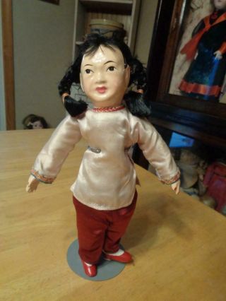 Vintage Chinese Composition/cloth Doll 9.  5 "