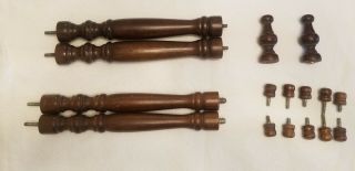 Vintage Antique Wooden Spindles,  Caps,  And Finials From Old Furniture