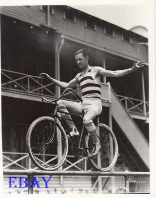 Charley Chase Rides On A Bicycle Rare Photo