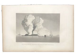 Antique 1865 10x6 Book Plate Print Civil War Engagement Between Monitor Merrimac