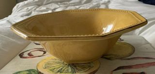 Terre E.  Provence French Pottery 12 " Serving Bowl.  Beaded Yellow Gold.  Rare Ex