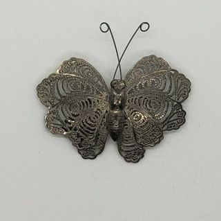 Antique Silver Butterfly Pin Brooch Art Nouveau C Clasp