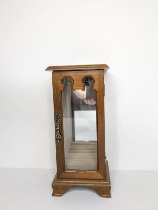 Wood Jewelry Box.  Glass Door.  Tall Upright.