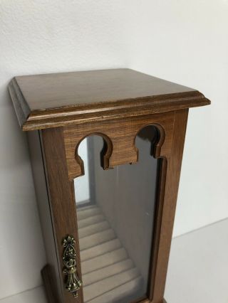 Wood jewelry box.  Glass Door.  Tall upright. 3