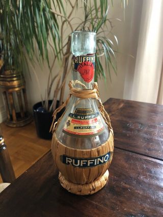 Rare Vintage 1967 Italian I.  L.  Ruffino Chianti Wine Bottle 9 " Tall Empty No Cork
