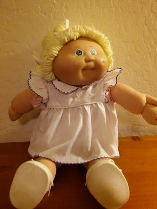 Vintage 1978 1982 Girl Cabbage Patch Doll 16 " Blonde Green Eyes