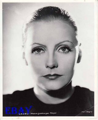 Greta Garbo W/hair Pulled Back Stares At Us Rare Photo