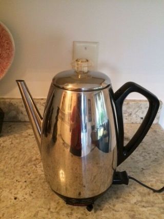 Rare Vtg Mid - Century West Bend 9 Cup Stainless Coffee Percolator Maker 55019