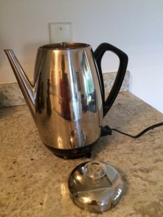 RARE VTG MID - CENTURY WEST BEND 9 CUP STAINLESS COFFEE PERCOLATOR MAKER 55019 2
