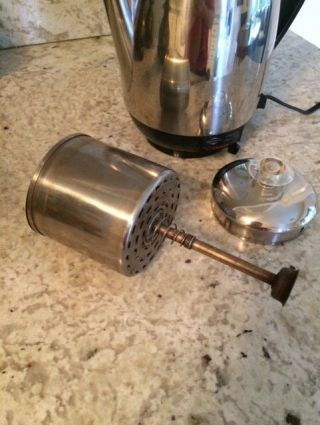 RARE VTG MID - CENTURY WEST BEND 9 CUP STAINLESS COFFEE PERCOLATOR MAKER 55019 3