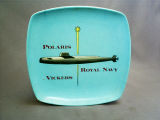 Rare Vintage Polaris Vickers Royal Navy Submarine Melamine Ashtray/mebel Italy